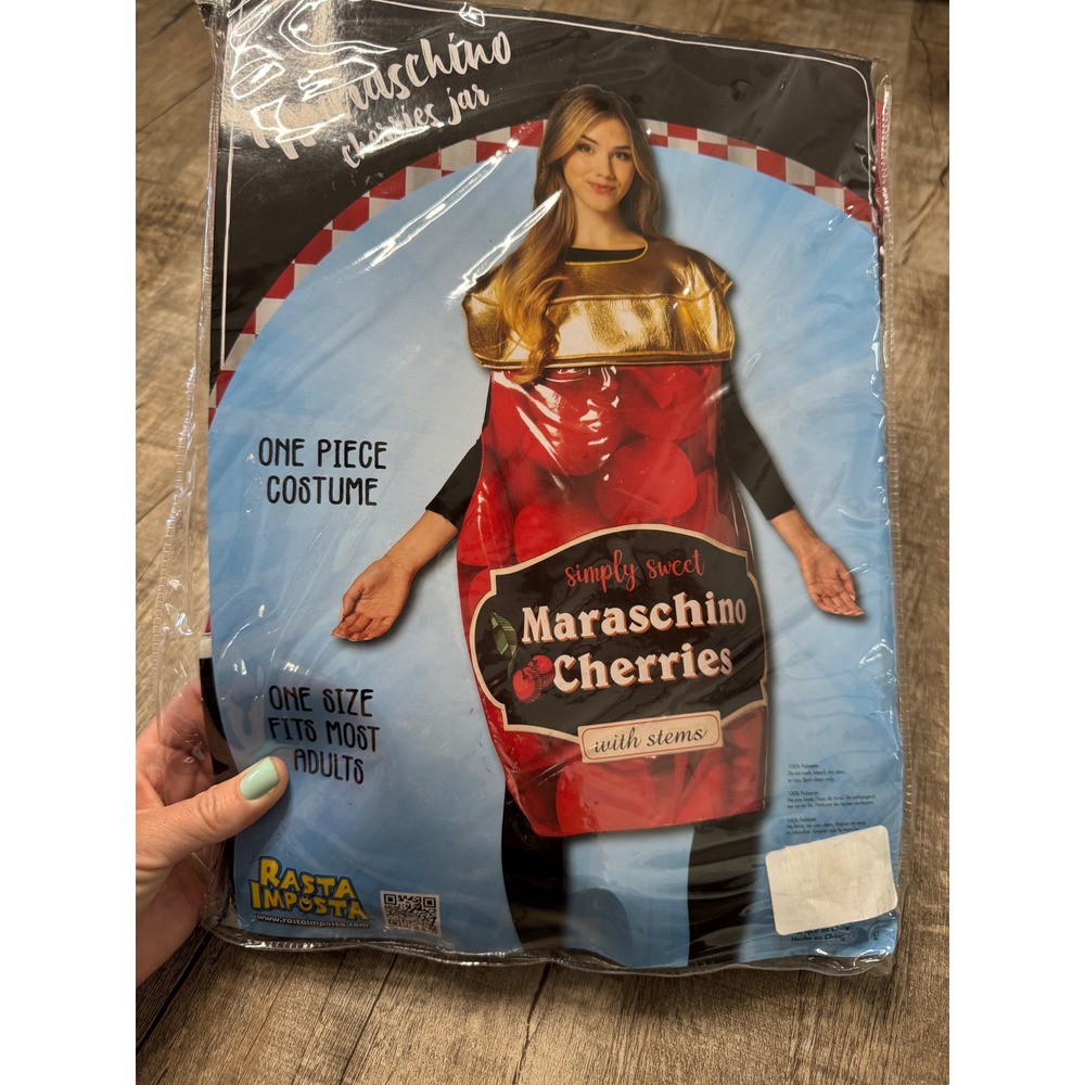 Rasta Imposta Maraschino Cherries Jar Costume Adult One Size Red Gold Food Tunic